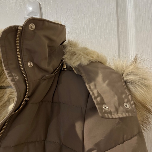 Zara Mink Taupe Fur Lined Hooded Puffer Jacket NWOT Med - Picture 8 of 13